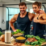 Deportistas frente a alimentos veganos que apoyan el rendimiento en fuerza