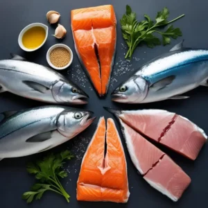Comparativa salmón vs atún mostrando diferencias en proteína, omega-3 y beneficios para la salud.