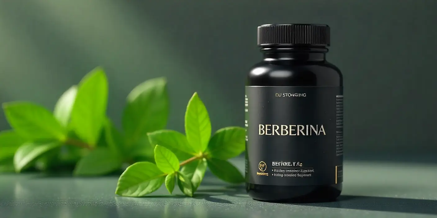 Bote de suplemento de berberina natural para mejorar la glucosa, la energía y la composición corporal