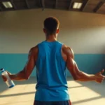 Principiante en el gimnasio corrigiendo errores comunes en la técnica de levantamiento