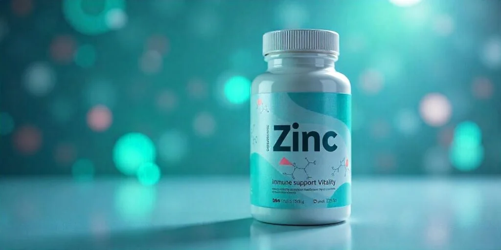 Bote de suplemento de zinc para aumentar la testosterona de forma natural en deportistas