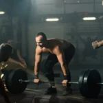 Atleta entrenando peso muerto con barra para mejorar su 1RM y fuerza máxima
