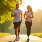 Dos personas caminando al aire libre por un sendero rodeado de naturaleza, representando los beneficios de caminar todos los días para la salud y el bienestar.