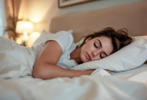 Ilustración de la mejor postura para dormir de lado y boca arriba para prevenir dolor lumbar, cervical y muscular