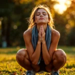 Atleta femenina aplicando la regla de los 90 segundos para superar la ansiedad y los antojos de comida