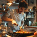 Persona aprendiendo a cocinar sano con trucos fáciles para principiantes