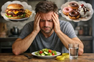 Ansiedad por la comida durante una dieta y conflicto con los antojos
