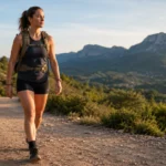 Persona caminando con mochila con peso practicando rucking al aire libre